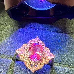 Elegant blue lab grown Alexandrite Pink Gemstone Ring